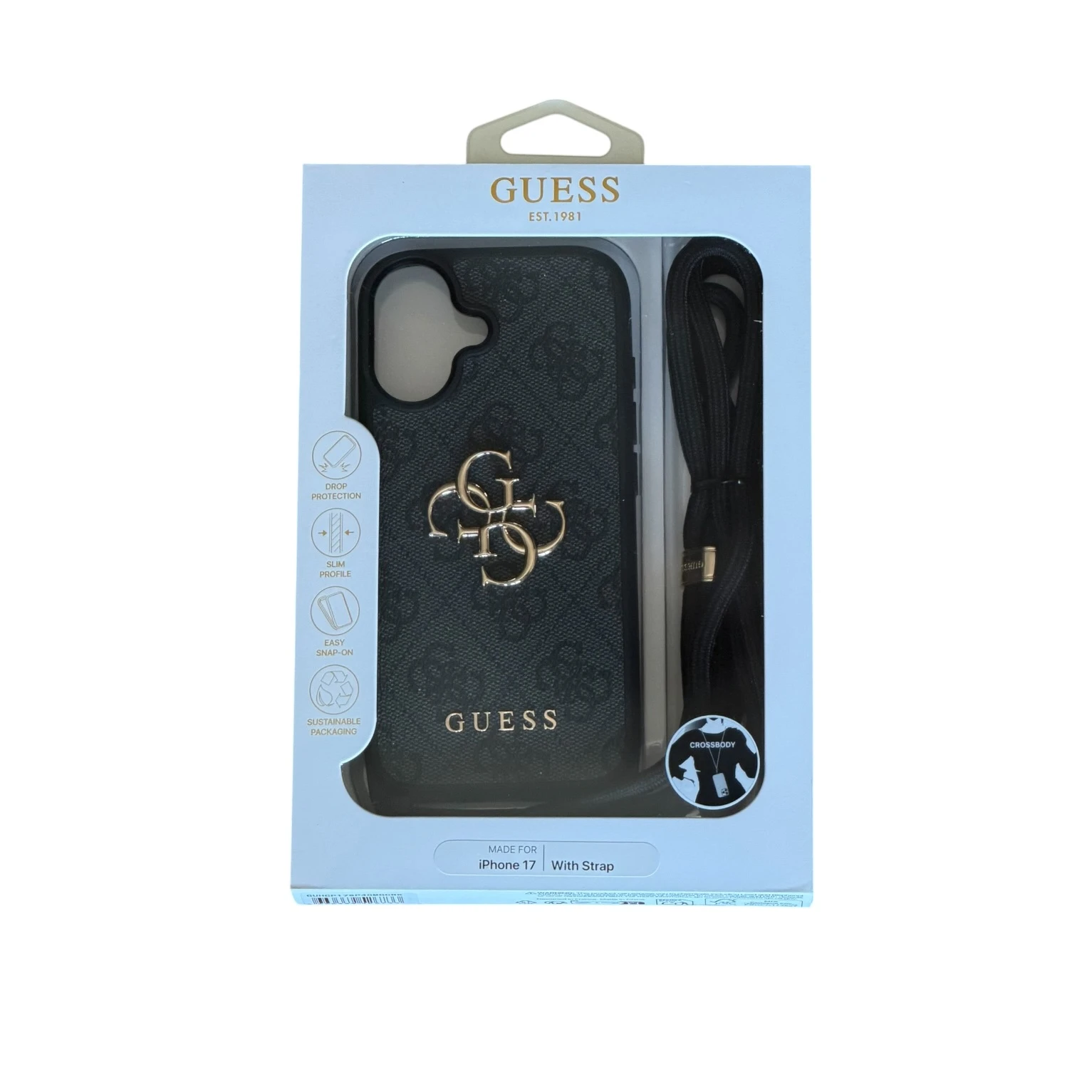 Funda para iPhone 17 color Negro con cordón